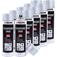 10x TECPO Felgensilber-Spray Felgenlack Lackspray, 500 ml