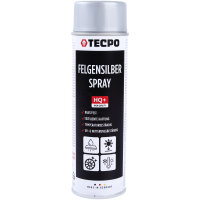 TECPO Felgensilber-Spray Felgenlack Lackspray, 500 ml + Klarlack Autolack glänzend Sprühlack, 500 ml