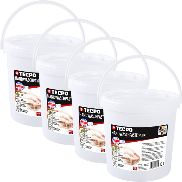 4x TECPO Handwaschpaste Handreiniger HQ+ Spezial 10L - starke Reinigung, hautschonend