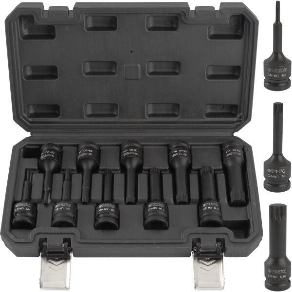 TECPO Kraft-Bit-Einsatz-Satz Vielzahn M4 - M18 1/2 Zoll 10-tlg.