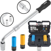 TECPO Radmutterschlüssel-Set Teleskop, SW 17-19mm 21-23mm + Kraft-Schoneinsatz-Satz SW 17mm 19mm