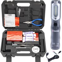 TECPO Reifenreparatur Set, 78-teilig + LED Akku Handlampe 300 Lumen inkl. USB Kabel