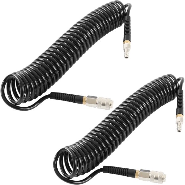 2x Druckluftschlauch 6 m Druckluft Werkzeug Spiralschlauch 1/4