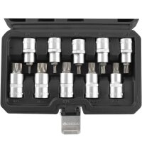 TECPO Steckschlüsselsatz, Innenvielzahn Nüsse, 1/2", 10-tlg + Umschaltknarre 1/2"