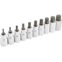TECPO Steckschlüsselsatz, Innenvielzahn Nüsse, 1/2", 10-tlg + Umschaltknarre 1/2"
