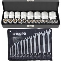 TECPO Zoll Werkzeug Nüsse 24-teilig+...