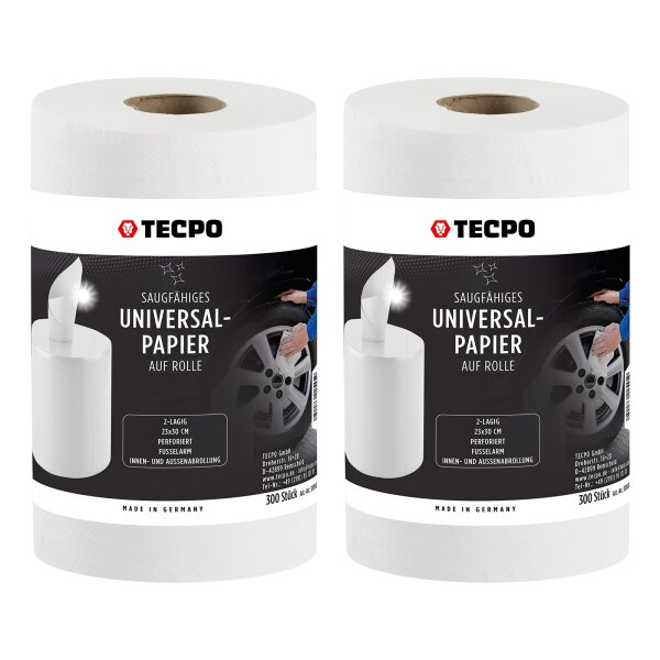 2x TECPO Putzrolle 2-lagig, 23x30 cm, WEIß-300