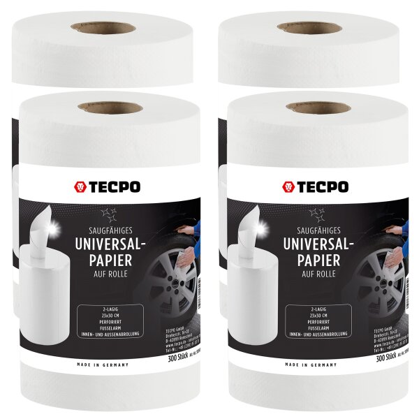 4x TECPO Putzrolle 2-lagig, 23x30 cm, WEIß-300