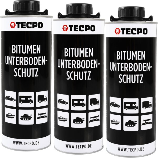 3x TECPO Unterbodenschutz Bitumen schwarz, 1L