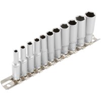 TECPO Steckschlüssel Satz, tief, 1/4", 4-13 mm, 11-tlg + Umschaltknarre 1/4"