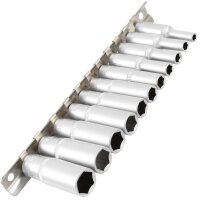 TECPO Steckschlüssel Satz, tief, 1/4", 4-13 mm, 11-tlg + Umschaltknarre 1/4"