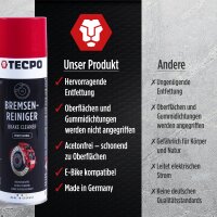 36x TECPO Bremsenreiniger Universal Reiniger, 500 ml + Putzrolle blau 2-lagig, 23x30 cm, MINI-300