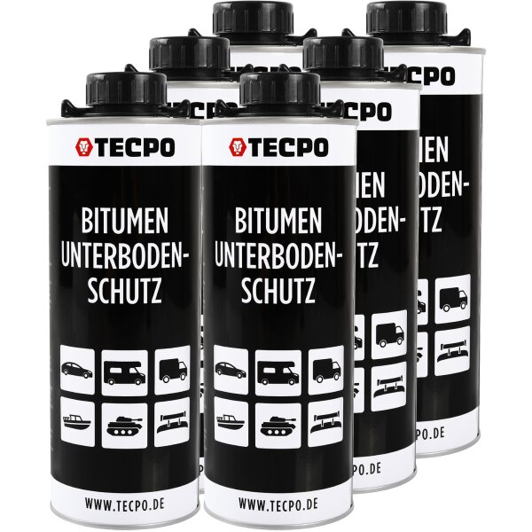 6x TECPO Unterbodenschutz Bitumen schwarz, 1L