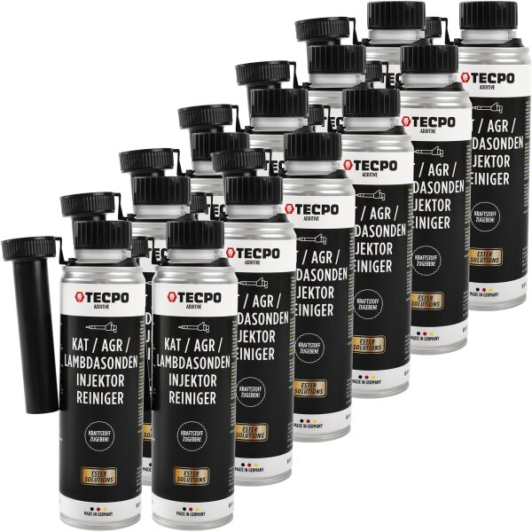 12x TECPO KAT,- AGR,- Lambdasonden,- & Injektor-Reiniger ESTER, 300 ml