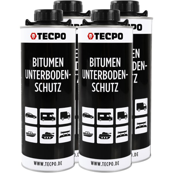 4x TECPO Unterbodenschutz Bitumen schwarz, 1L