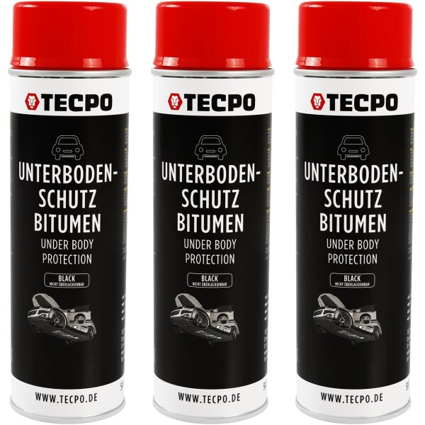 3x TECPO Unterbodenschutz Bitumen schwarz, 500 ml
