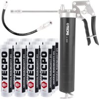 TECPO Einhand-Fettpresse + 12x Universal Mehrzweckfett...