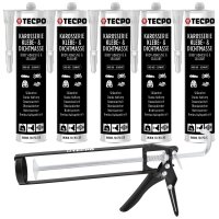 5x TECPO KKD 801 Karosserie Klebe- und Dichtmasse, 370g + Kartuschenpresse