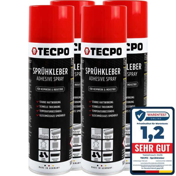 4x TECPO Sprühkleber Hochtemperatur Industriekleber, 500 ml