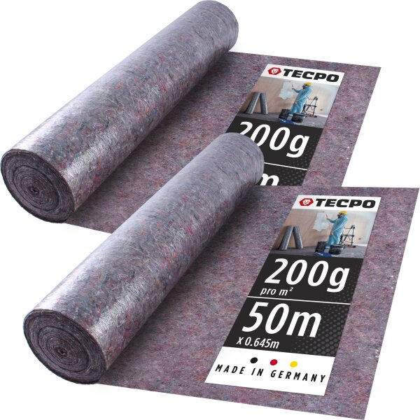 2x TECPO Malervlies Abdeckvlies 50m x 0,645m 200g/m²