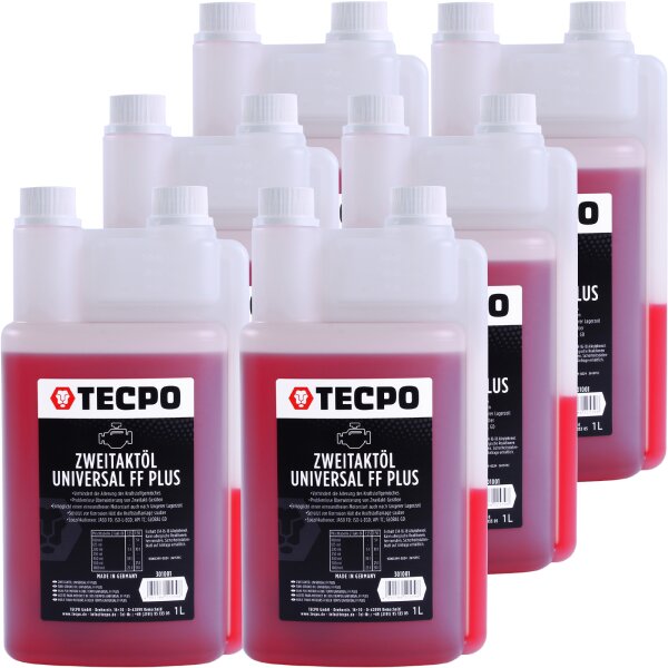 6x TECPO Zweitaktöl FF Plus teilsynthetisches Universal 2-Takt-Öl, 1L