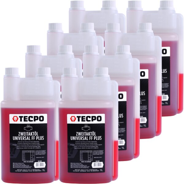 8x TECPO Zweitaktöl FF Plus teilsynthetisches Universal 2-Takt-Öl, 1L