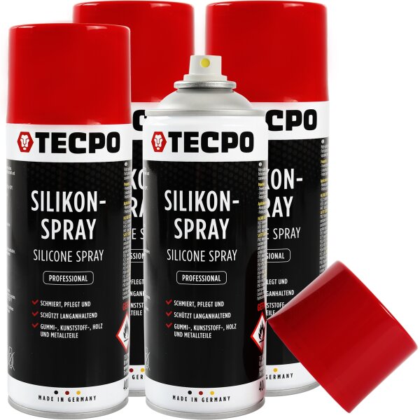 4x TECPO Silikonspray Schmiermittel Trennmittel Gleitmittel 400 ml