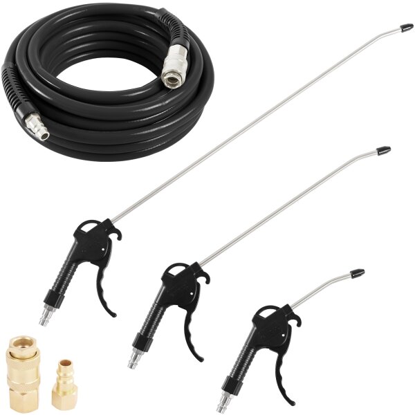 TECPO Druckluft-Ausblaspistolen-Satz, 3-tlg. + Druckluftschlauch 10m + Adapter