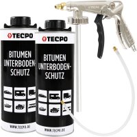 TECPO Unterbodenschutz Bitumen schwarz, 2L + Druckluft...