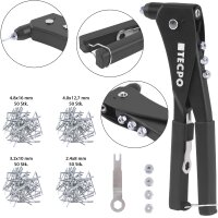 TECPO Blindnietzange mit 200 Alu Blindnieten +...