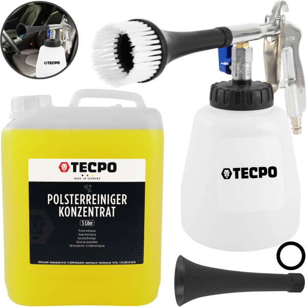 TECPO Polsterreiniger Konzentrat Multi Clean 5L + Druckluft Reinigungspistole 1L