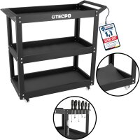 TECPO Werkstattwagen 300 kg Tragkraft 3 Etagen + LED Akku...