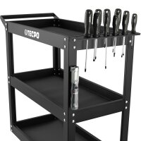 TECPO Werkstattwagen 300 kg Tragkraft 3 Etagen + LED Akku Handlampe 500 Lumen + Schraubendreher-Satz 6-tlg.