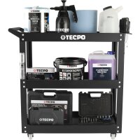 TECPO Werkstattwagen 300 kg Tragkraft 3 Etagen + LED Akku Handlampe 500 Lumen + Schraubendreher-Satz 6-tlg.