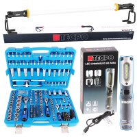TECPO Werkstatt Werkzeugkoffer + LED Handlampe und Motorraumleuchte