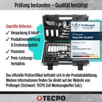 TECPO Steckschlüssel-Satz, 92-tlg, 1/4+3/8", ZOLL + LED Akku Handlampe 500 Lumen