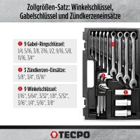 TECPO Steckschlüssel-Satz, 92-tlg, 1/4+3/8", ZOLL + LED Akku Handlampe 500 Lumen