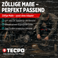 TECPO Steckschlüssel-Satz, 92-tlg, 1/4+3/8", ZOLL + LED Akku Handlampe 500 Lumen