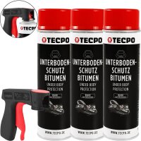 3x TECPO Unterbodenschutz Bitumen schwarz, 500 ml +...