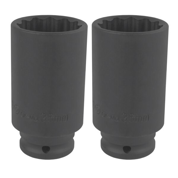 2x TECPO Vielzahn Kraft Steckschlüssel Nuss 1/2 Zoll, 36 mm