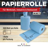 Putzrolle blau 2-lagig, 23x30 cm, MINI-300, 12x