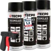 3x TECPO Thermolack Auspufflack Ofenlack 800°C...