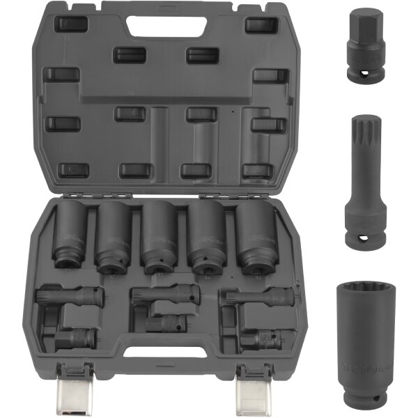 TECPO Vielzahn Nüsse für Antriebswellen 1/2 Zoll, 11-tlg.