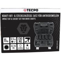 TECPO Kraft-Steckschlüssel- und Bit-Satz 1/2" aus Chrom-Molybdän-Stahl | Zwölfkant, für Inbus Schrauben und XZN für Kfz- und Nutzfahrzeugreparaturen