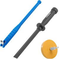 TECPO Reifen-Ventilschaft-Einziehwerkzeug + Kunststoffschaber + Folienradierer Ø 90 mm