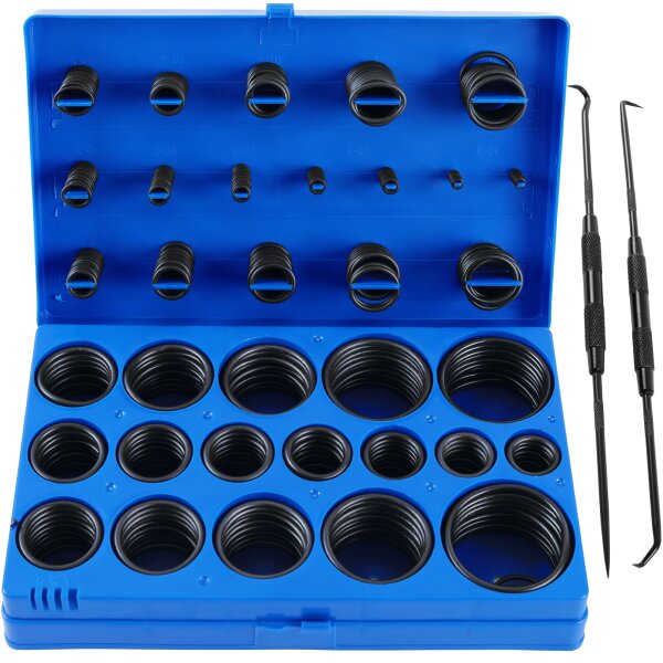 TECPO O-Ring Gummi Dichtung Sortiment 419-tlg. + Montagehaken-Satz