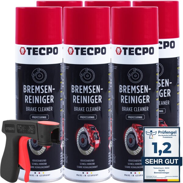 6x TECPO Bremsenreiniger Universal Reiniger, 500 ml + Pistolengriff