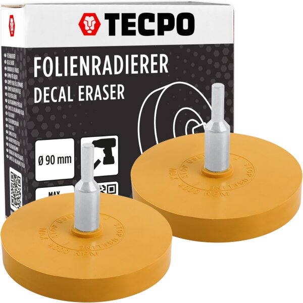 2x TECPO Folienradierer Etiketten Klebereste Aufkleber Entferner Ø 90 mm