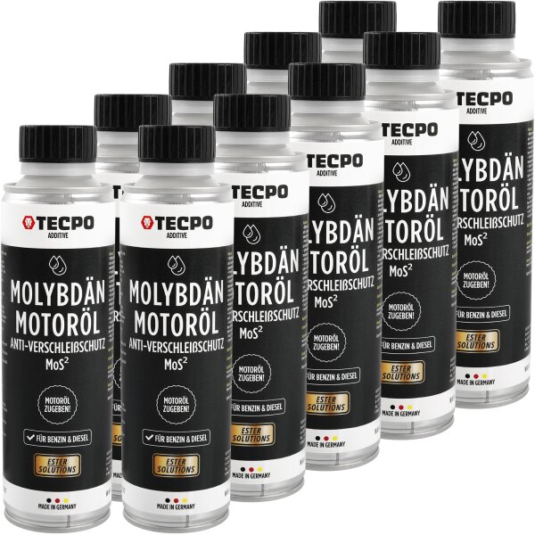 TECPO Anti-Reibung-Verschleißschutz ESTER Molybdän Additiv für Motoröl und Getriebeöl 10x300 ml