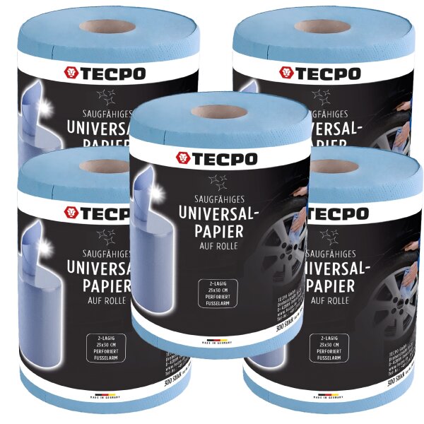TECPO Putzrolle blau 2-lagig, 23x30 cm, MINI-300, 5x